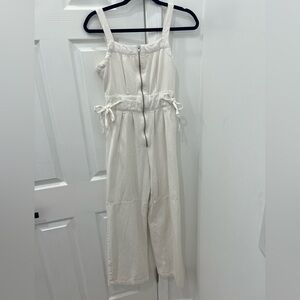 Forever 21 white denim jumpsuit